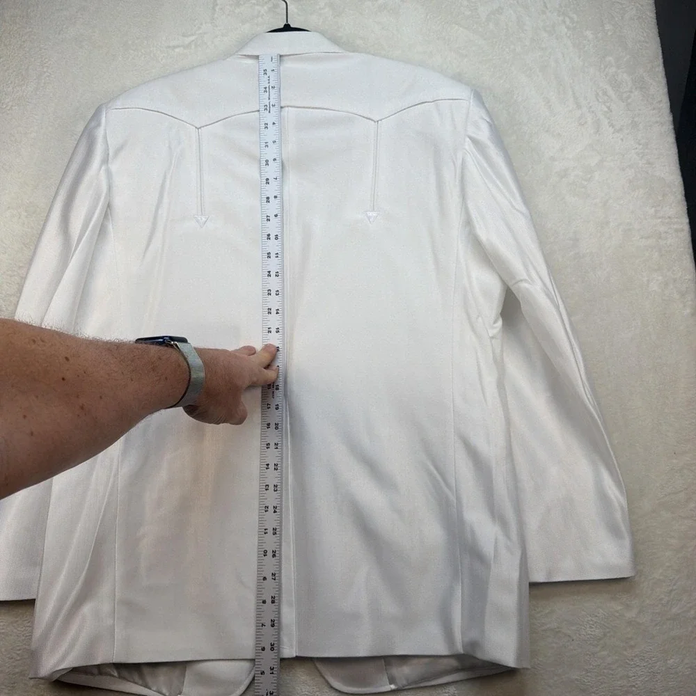 White Western Suit Mens Wedding Jacket Pants Set 42R 34 Rockabilly Vintage